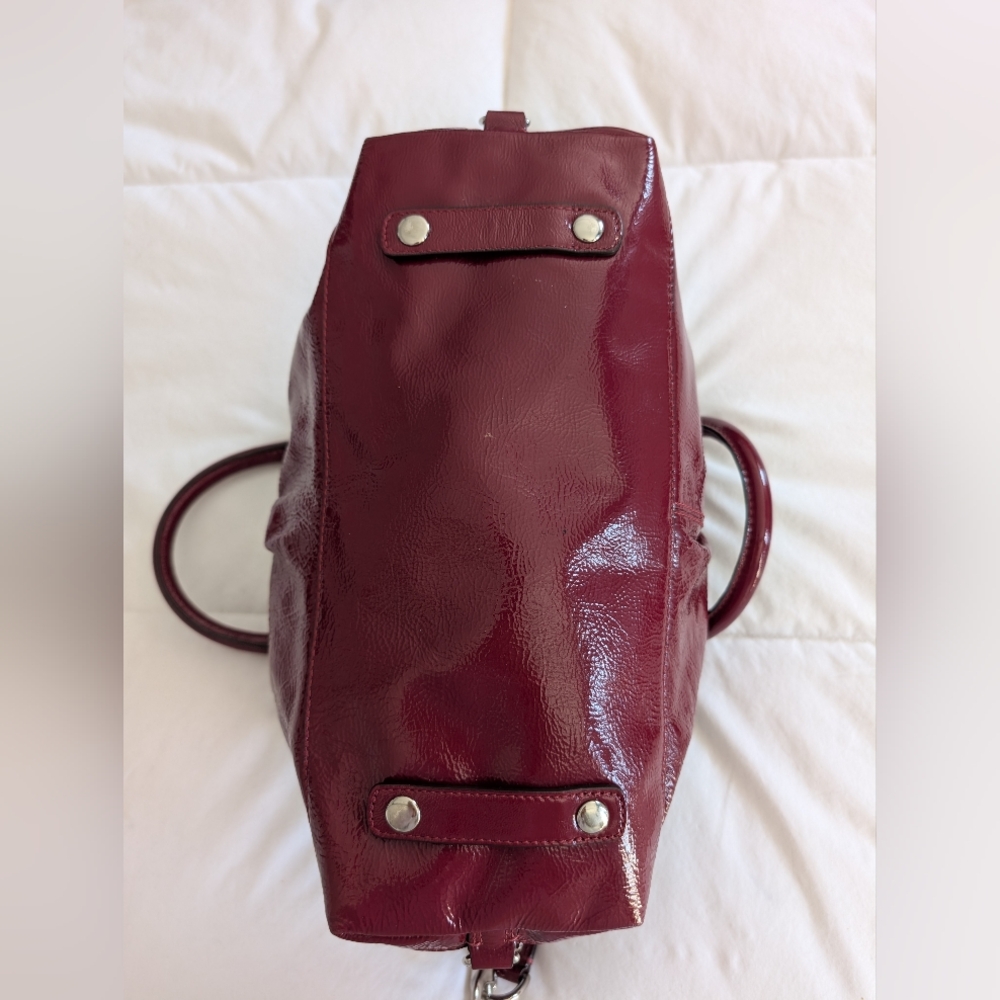 Coach Ashley Dark Red Patent Leather Satchel and Wallet with Dust Bag (F15455) - Picture 6 of 16